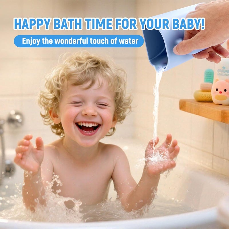 JOY ANAN Baby Bath Rinse Cup with Suctions, 100% Food Grade Silicone, Rinser to Wash Hair and Body with Easy Grip Handle - Image 3
